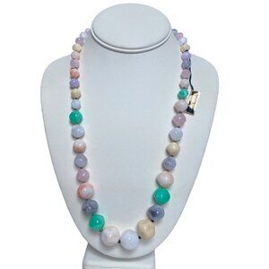 Vintage Lucite Pastel Tones Beaded Necklace 25" Marbled Textured Fairy Mermaid